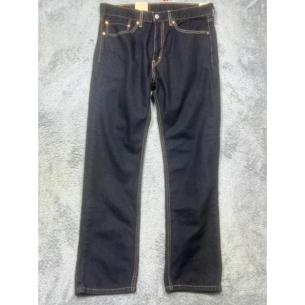Levi's 505 Jeans Men's 34X30 Blue Dark Wash Denim Regular Eco Ease IRREGULAR NEW